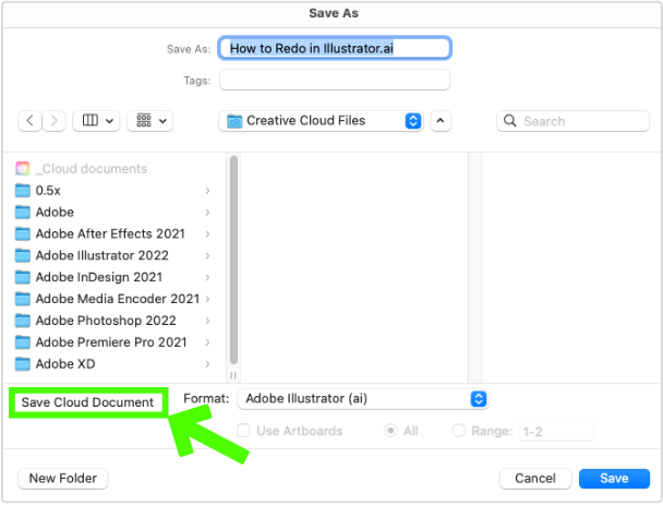 4 Easy Ways To Redo In Adobe Illustrator   Select Save Cloud Document In Adobe Illustrator 