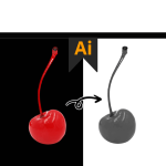 How to change the color of the cherry to grayscale in Adobe Illustrator