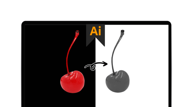 How to change the color of the cherry to grayscale in Adobe Illustrator