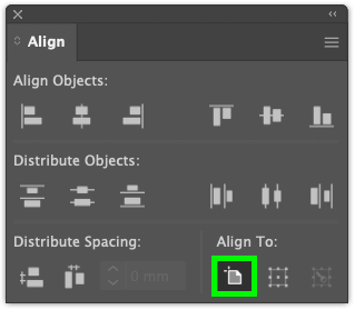 select align to artboard on align panel