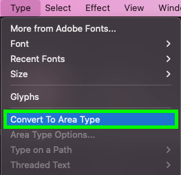 convert point type to area type text