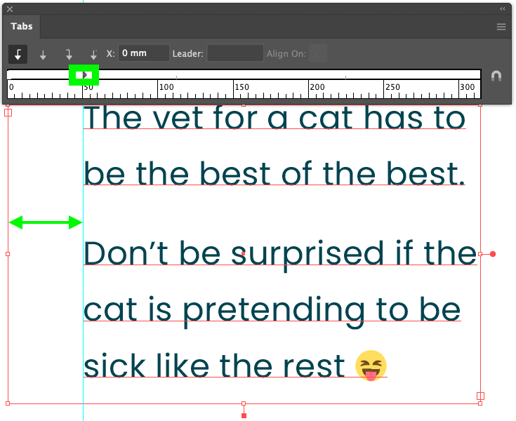 left indent text in text box