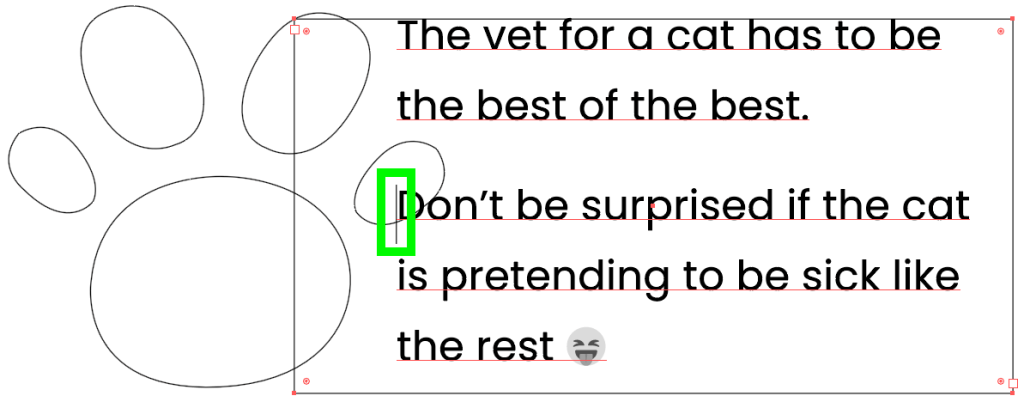 outlined view of text cursor