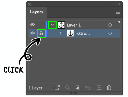 click lock icon to lock layer in layers panel in adobe illustrator