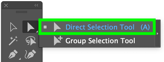 direct selection tool with white arrow from toolbar in Adobe Illustrator