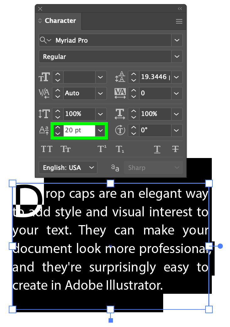 2 Easy Ways To Drop Cap in Illustrator Like In Indesign
