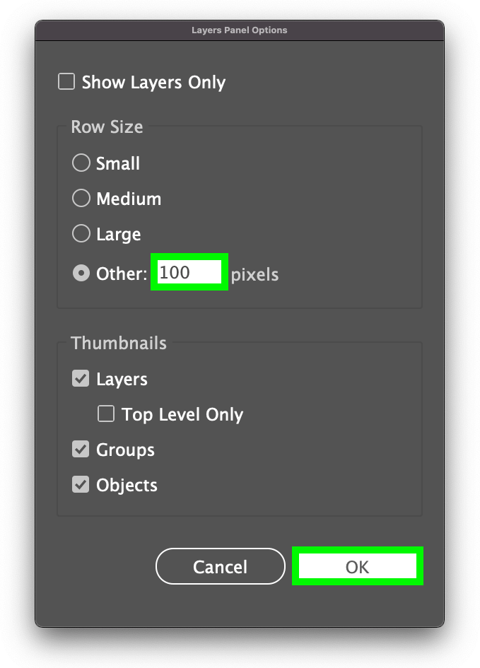 How To Preview In Illustrator 11 how to change layer thumbnail size