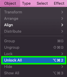 select object unlock all to unlock layer in Adobe Illustrator