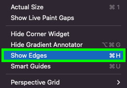 select view show edges on top menu – adobe illustrator anchor points not showing