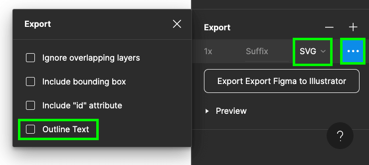 settings to export image as svg in Figma