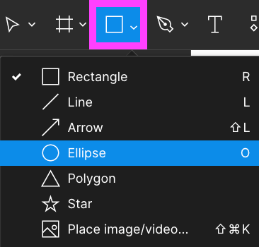 select shape from the rectangle button in figma – how to crop in figma