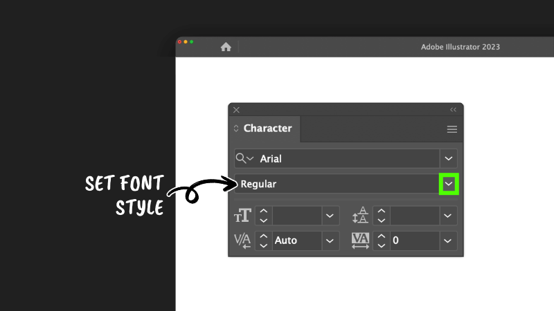 set the font style in character panel Illustrator – how to bold text in illustrator