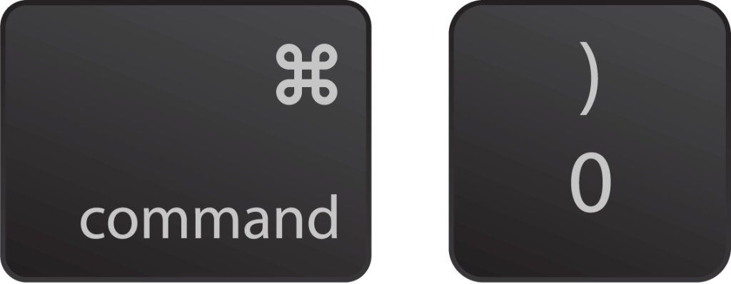 keyboard shortcut command 0 to reset zoom and open files in Adobe Illustrator on mac