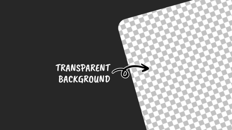 The image shows a checkered transparent background with a dark overlay on the left, labeled "Transparent Background" with an arrow pointing right.