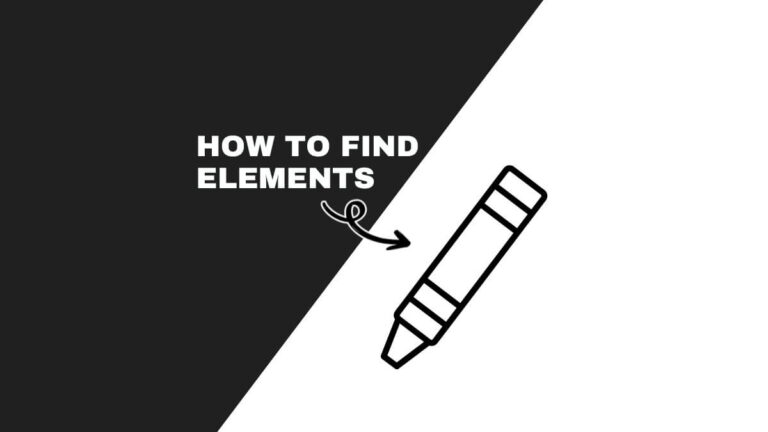 Two-toned background with "How to Find Elements" text and a marker icon, featuring an arrow pointing towards the marker.