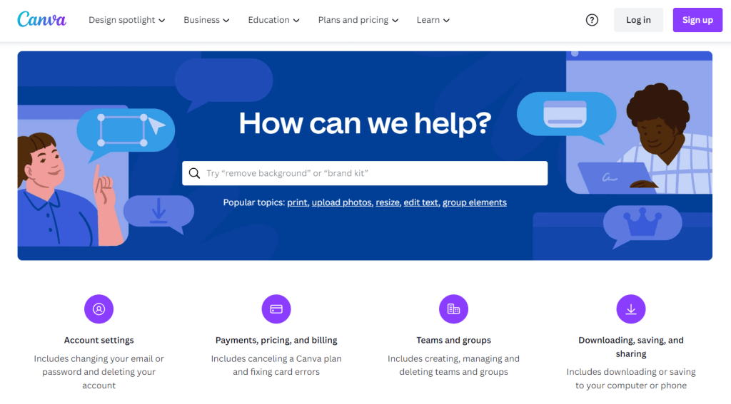 canva help centre