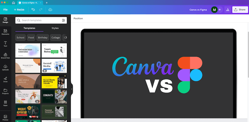 canva design canvas interface