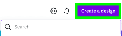 select create a design button in canva