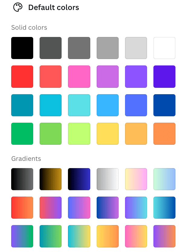 default colors in canva