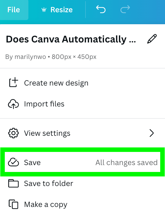 Manually save design edits on Canva - Canva Help Center