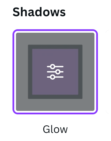 select see controls on shadow glow in canva