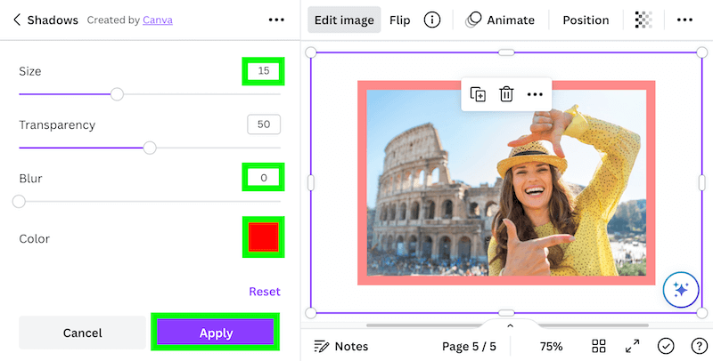 3 Easy Ways To Add Frames In Canva 16 adjust shadow glow frame settings in control canva