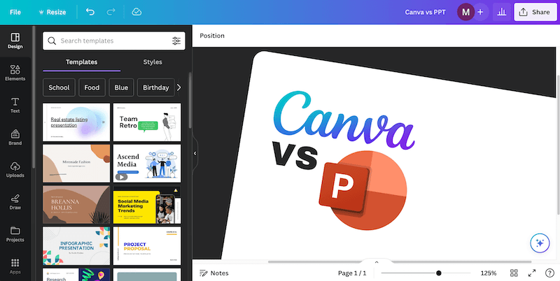 Canva design ease of use interface