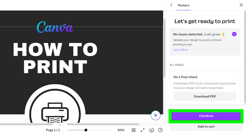 checkout print with canva