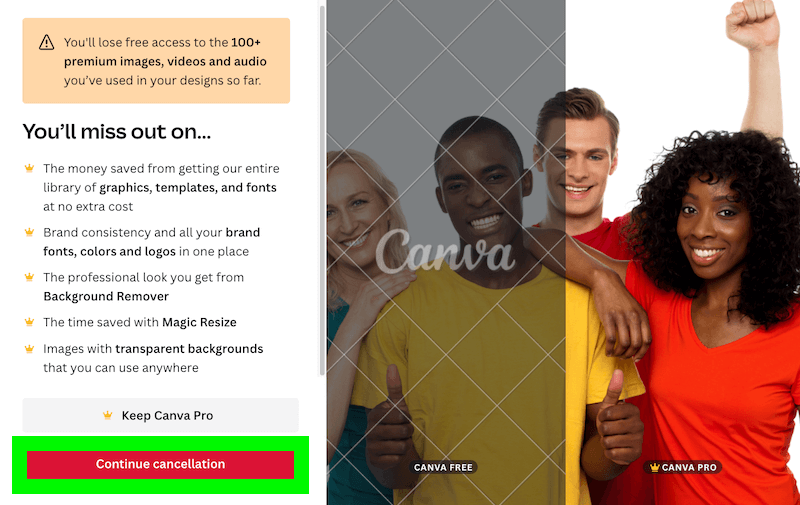 continue canva cancellation — can I cancel Canva anytime