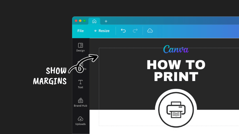 dotted lines margin showing around canva design
