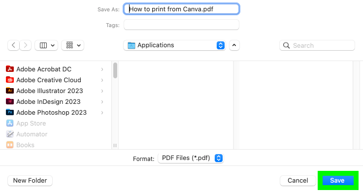 select save button to download pdf from Canva