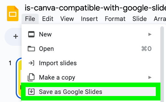 click File and save as google slides — is canva compatible with google slides