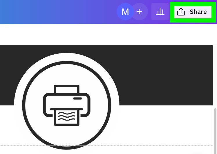 share button to print with canva