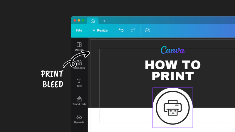 dotted lines around design show print bleed in canva