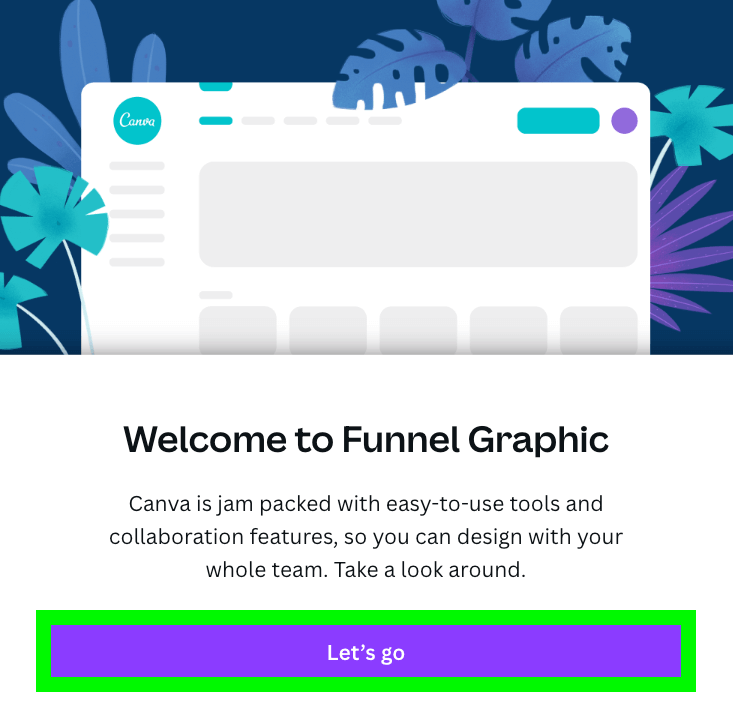 create a team on canva welcome message