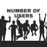 Silhouettes of seven people jumping with the text "NUMBER OF USERS" above them on a plain background.