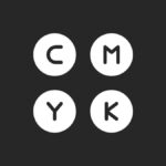 Four circles on a black background, labeled C, M, Y, K, representing the cyan, magenta, yellow, and key (black) color model.