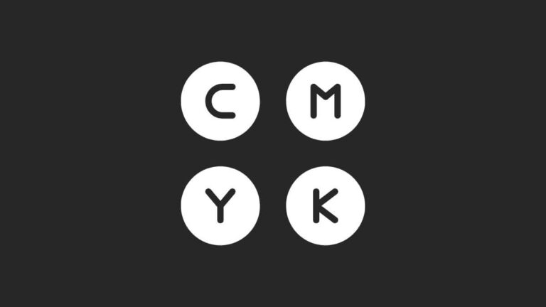 Four circles on a black background, labeled C, M, Y, K, representing the cyan, magenta, yellow, and key (black) color model.