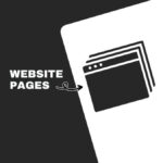 Black and white graphic illustrating stacked web pages, with "Website Pages" text, on a split background, featuring arrows for emphasis.