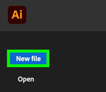 new file button to start new document in illustrator