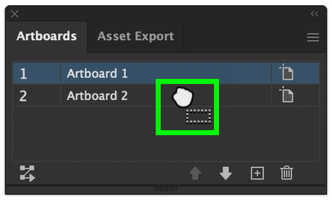 click and drag artboard layer to reorder artboards in artboard panel in illustrator
