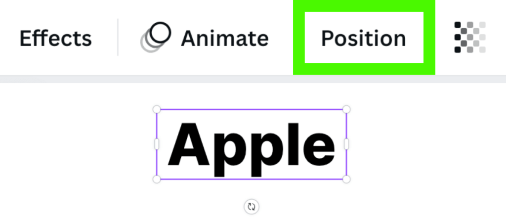 select position button above canva canvas