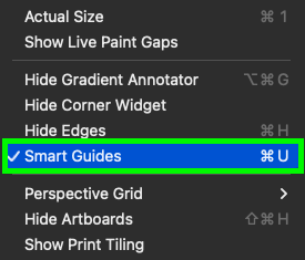 click view and smart guides in illustrator