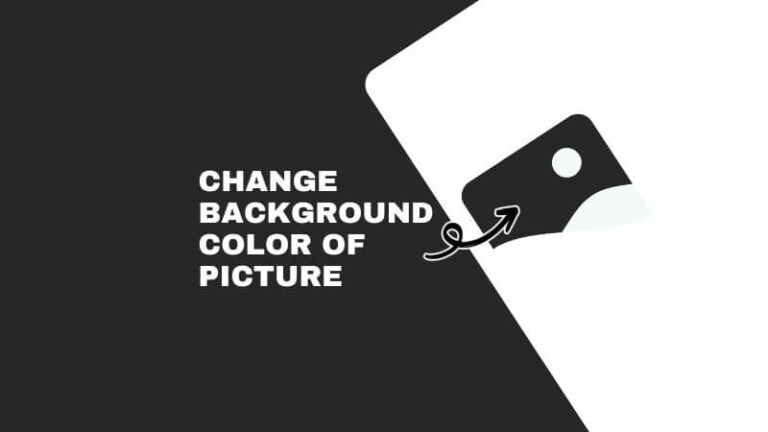 A two-toned image with text "Change Background Color of Picture" and an icon of a photo with an arrow, symbolizing editing.