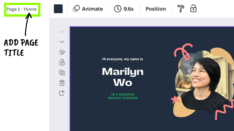 add page title for navigation on canva website