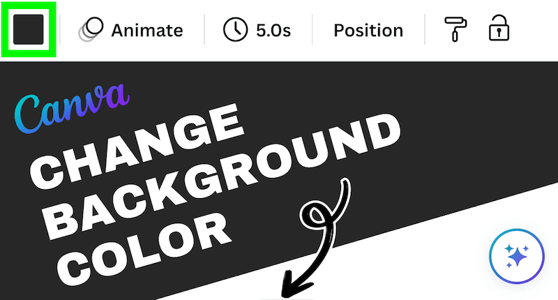 click on color tile to change background color in canva