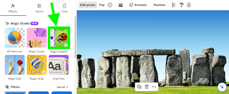 using magic expand in canva to add more background to photo