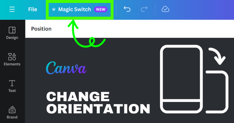 magic switch button in canva