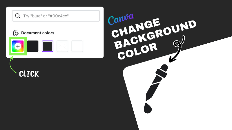 select rainbow tile for custom color to change background color in canva