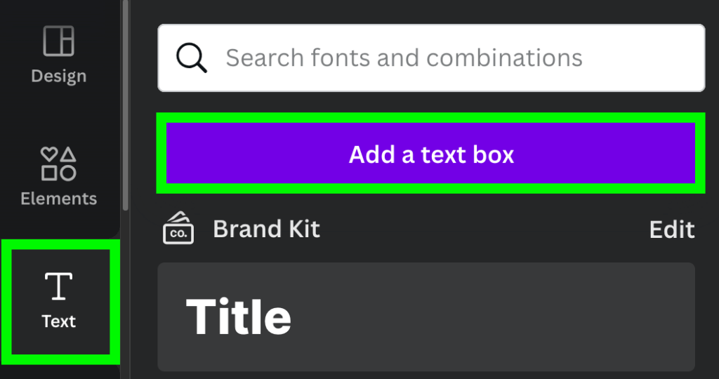 add a text box in canva